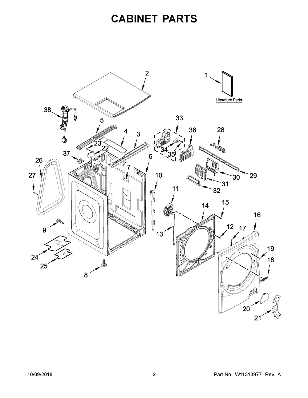 Cabinet Parts Diagram and Parts List for YWFC8090GX0  Whirlpool Range