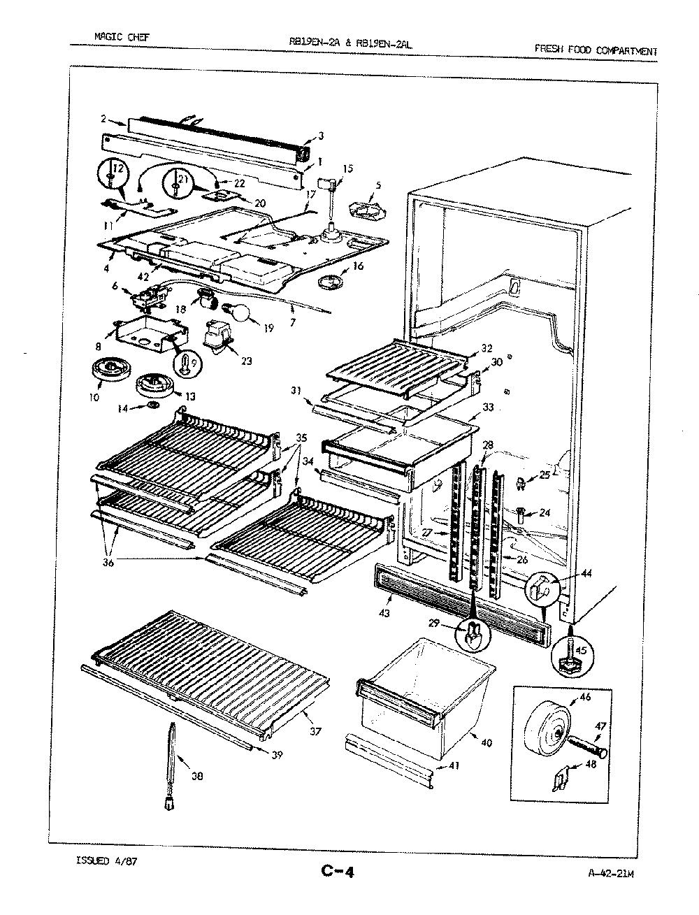 03 - Fresh Food Compartment Diagram and Parts List for RB19EA-2A  Whirlpool Refrigerator