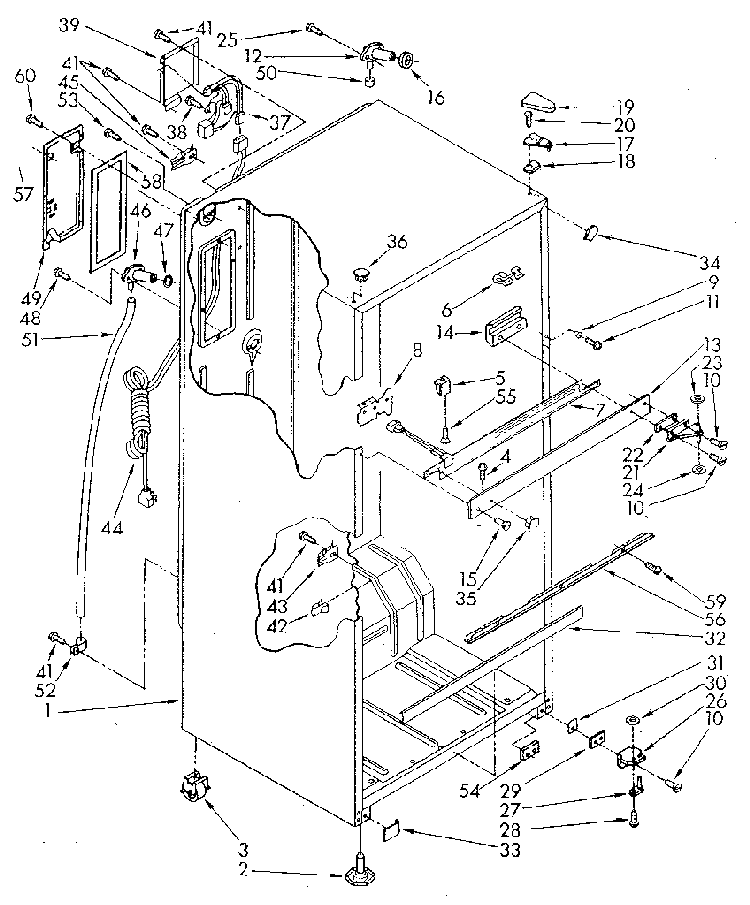Cabinet Diagram and Parts List for ET16JKYSM01  Whirlpool Refrigerator