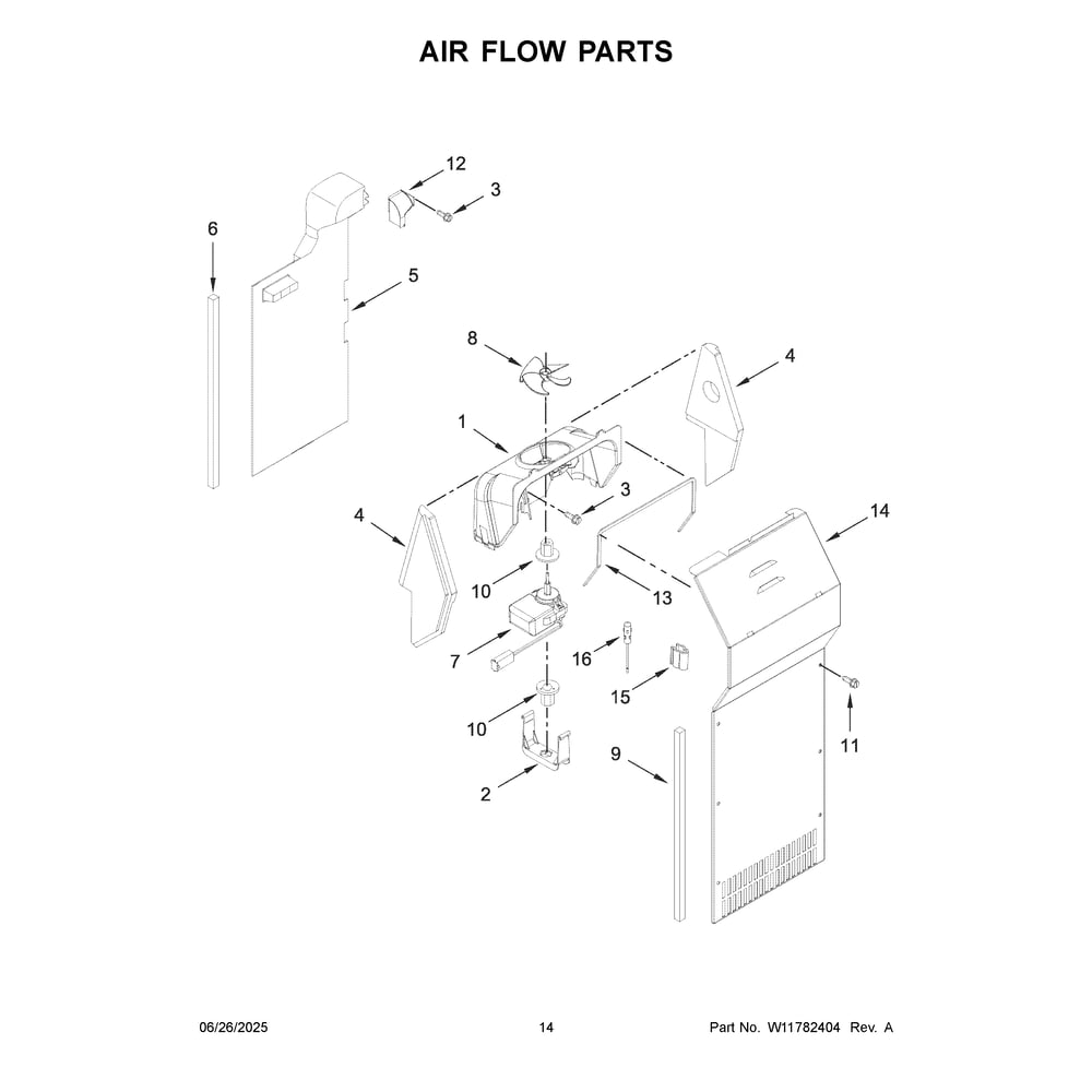 Air Flow Parts Diagram and Parts List for WRS315SNHB09  Whirlpool Refrigerator