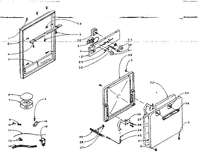 Control Panel And Door Diagram and Parts List for 15441080  Kenmore Wall Oven