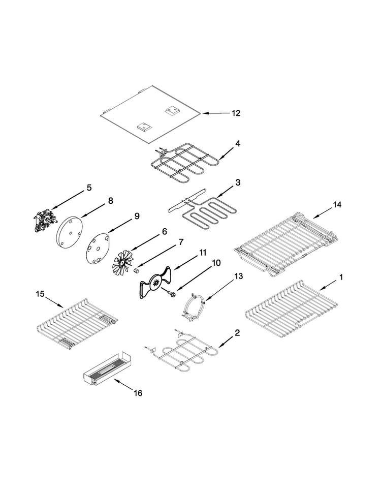 Internal Oven Parts Diagram and Parts List for KFID500ESS00  KitchenAid Range