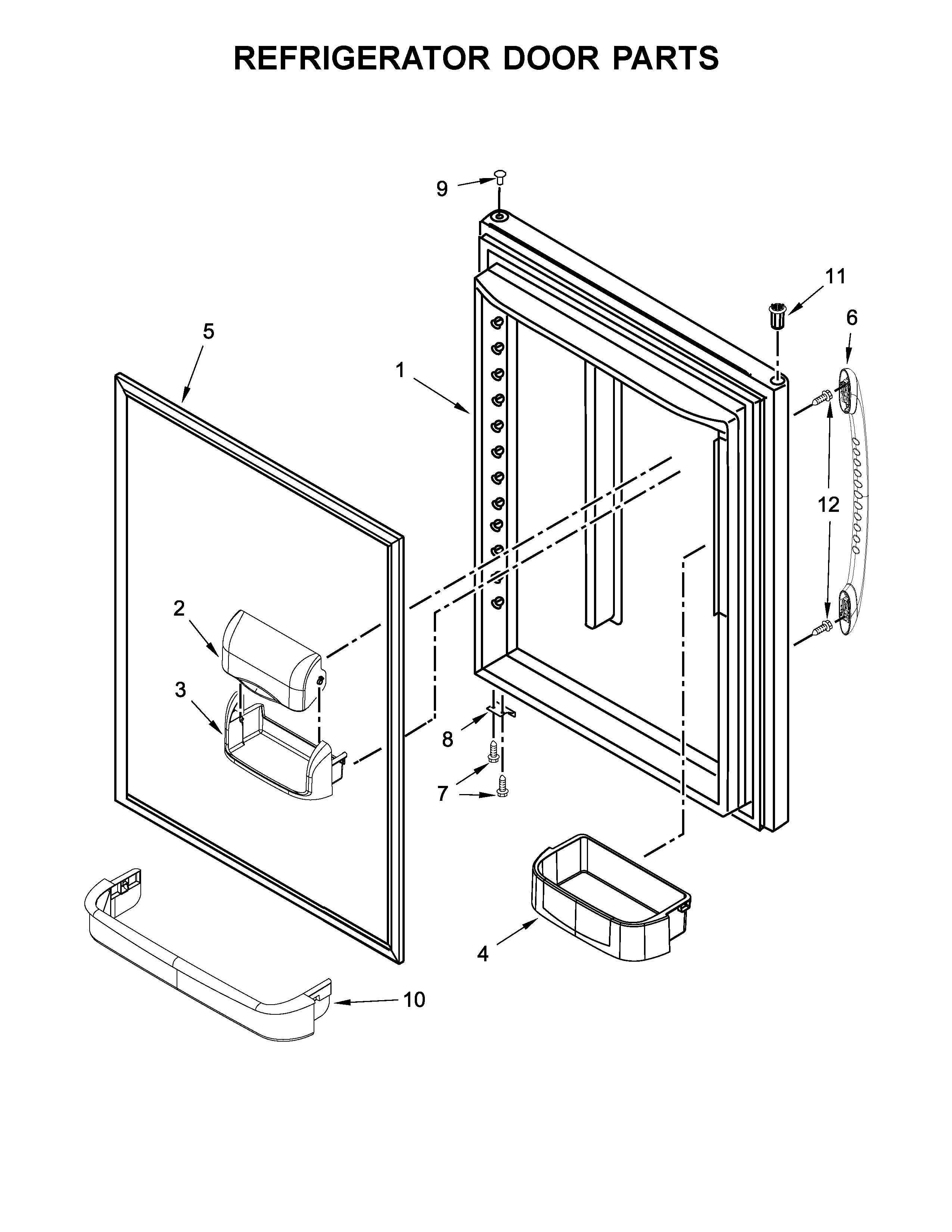 Refrigerator Door Parts Diagram and Parts List for IX3HHGXSS000  Whirlpool Refrigerator