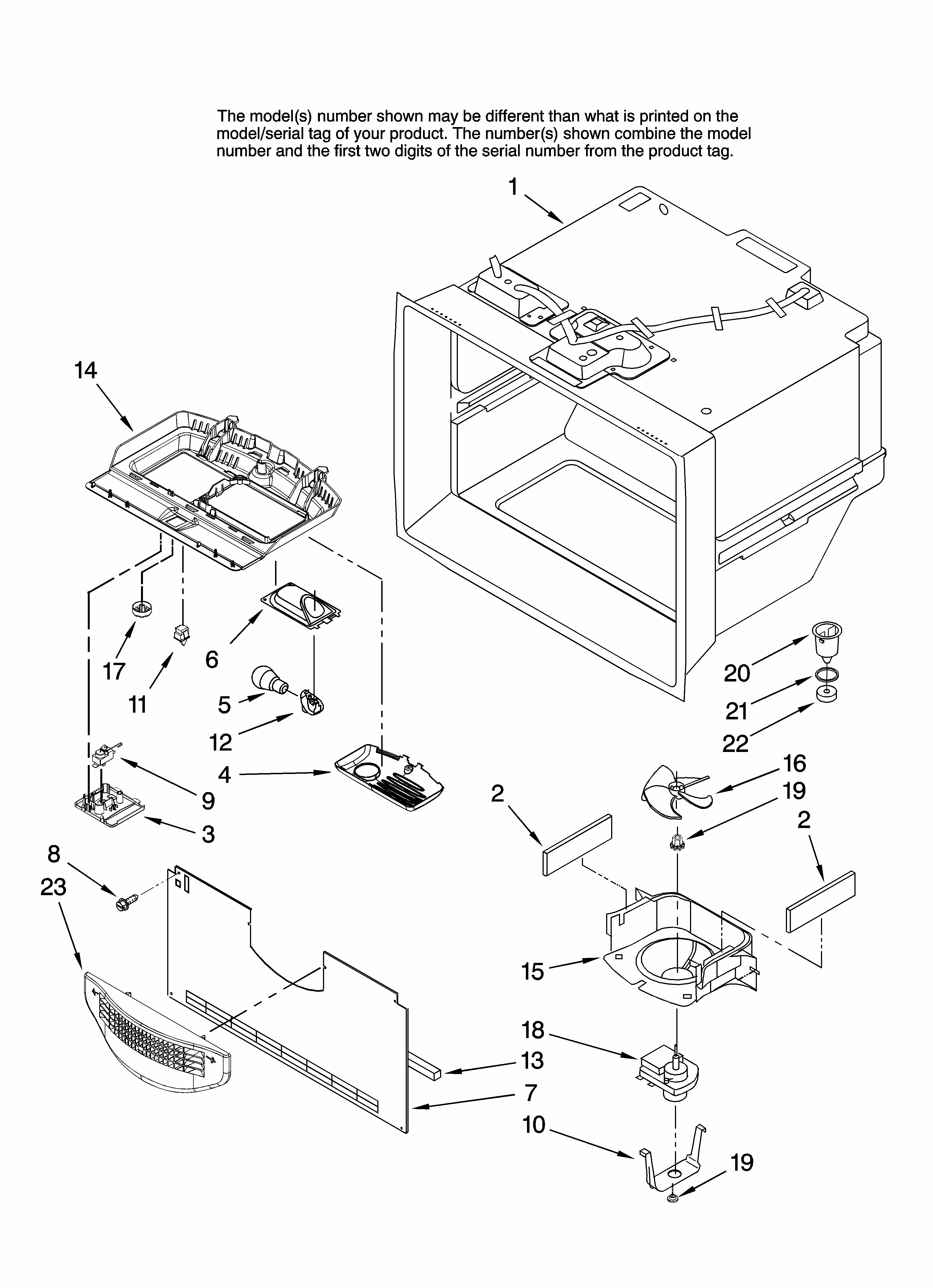 Freezer Liner Parts Diagram and Parts List for GB9SHKXMQ12  Whirlpool Refrigerator
