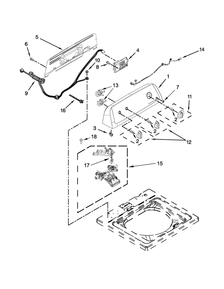 Controls And Water Inlet Parts Diagram and Parts List for ITW4671DQ0  Inglis Washer