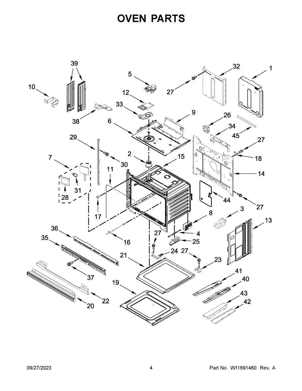 Oven Parts Diagram and Parts List for KODE500EWH21  KitchenAid Wall Oven
