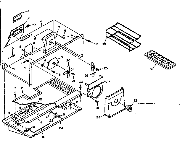Freezer Parts Diagram and Parts List for 106T16E  Kenmore Refrigerator