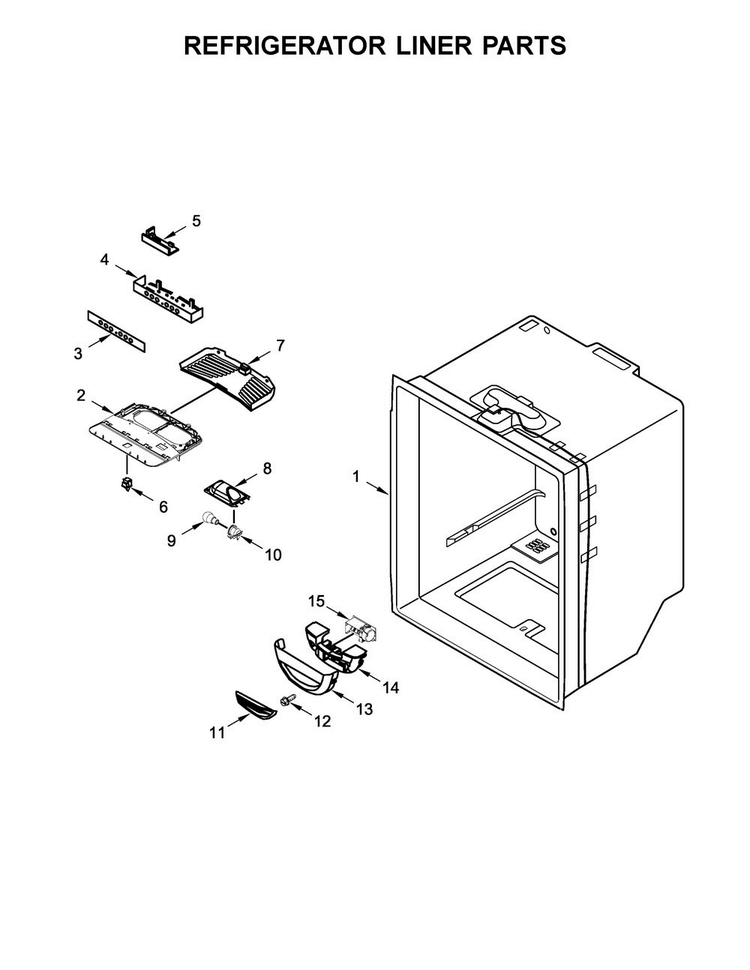Refrigerator Liner Parts Diagram and Parts List for KRBR102ESS00  KitchenAid Refrigerator