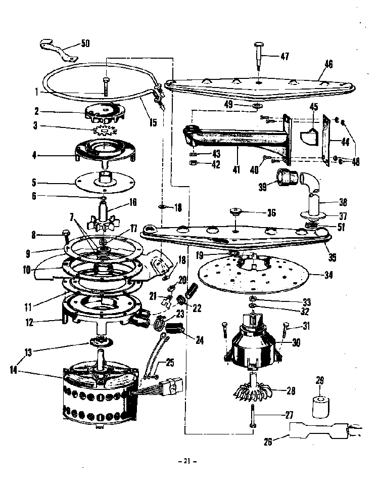^motor, Heater And Spray Arm Diagram and Parts List for 8579900  Roper Dishwasher