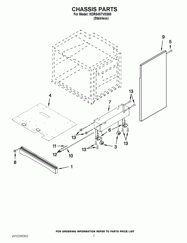 CHASSIS PARTS Diagram and Parts List for KDRS407VSS00  KitchenAid Range