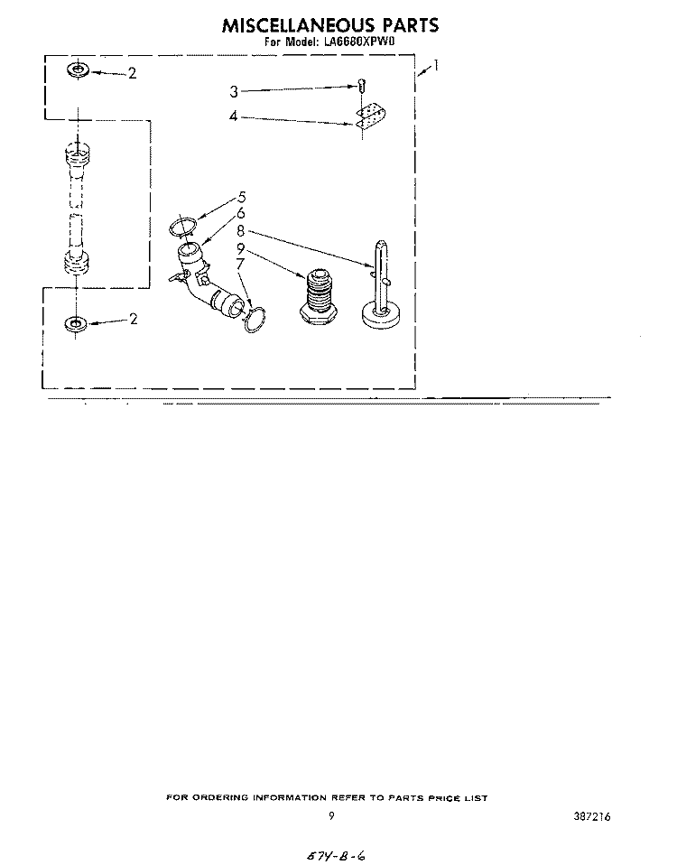 MISCELLANEOUS , LITERATURE AND OPTIONAL Diagram and Parts List for LA6680XPW0  Whirlpool Washer