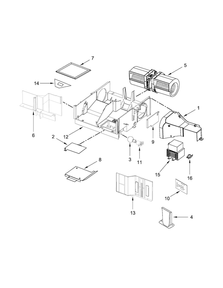 Air Flow Parts Diagram and Parts List for WMH31017AS4  Whirlpool Microwave