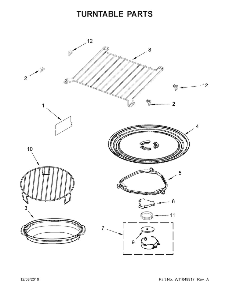 Turntable Parts Diagram and Parts List for KMHC319EBL2  KitchenAid Microwave