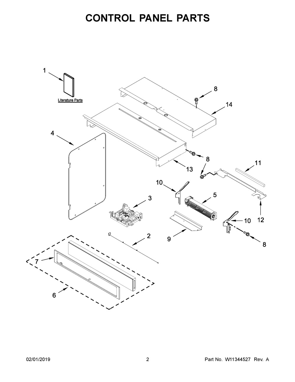 Control Panel Parts Diagram and Parts List for WOC75EC0HV02  Whirlpool Microwave Oven Combo