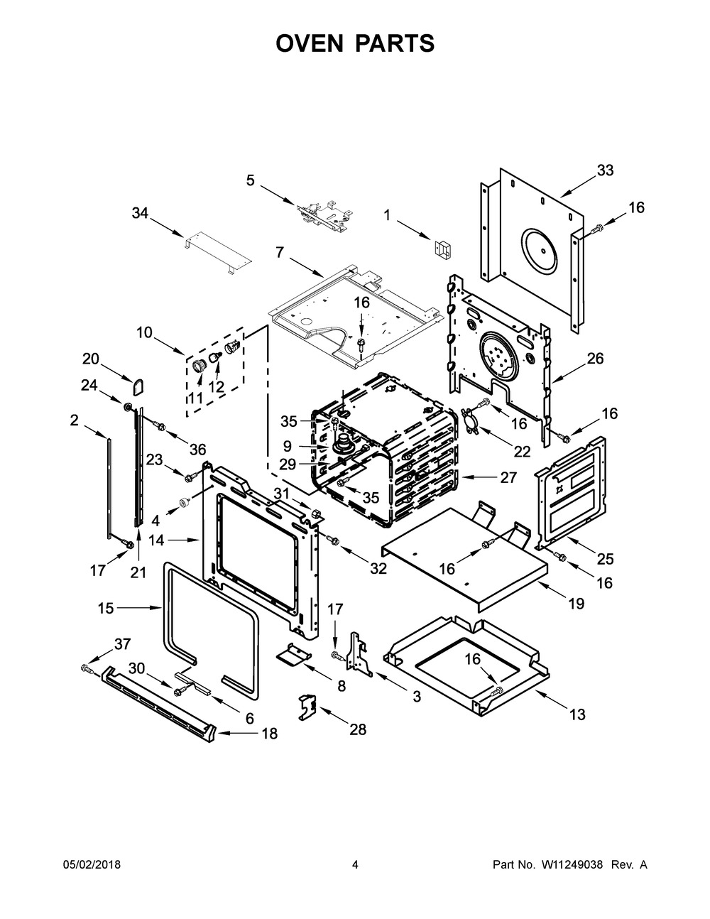 Oven Parts Diagram and Parts List for WOS11EM4EB01  Whirlpool Wall Oven