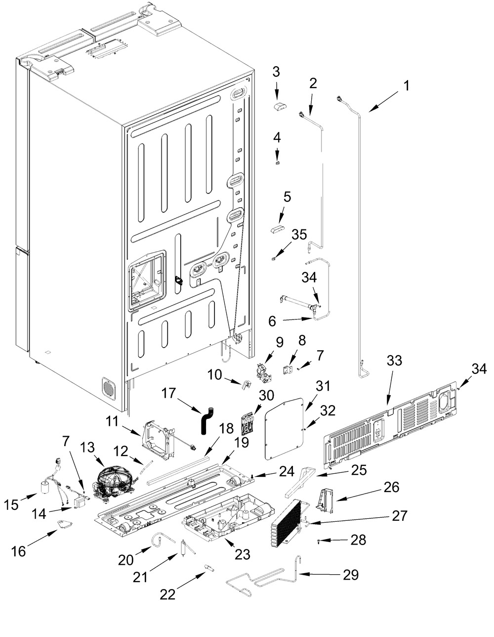 Unit Parts Diagram and Parts List for WRFF3336SW00 WRFF3336SB00-WRFF3336SZ00 Whirlpool Refrigerator