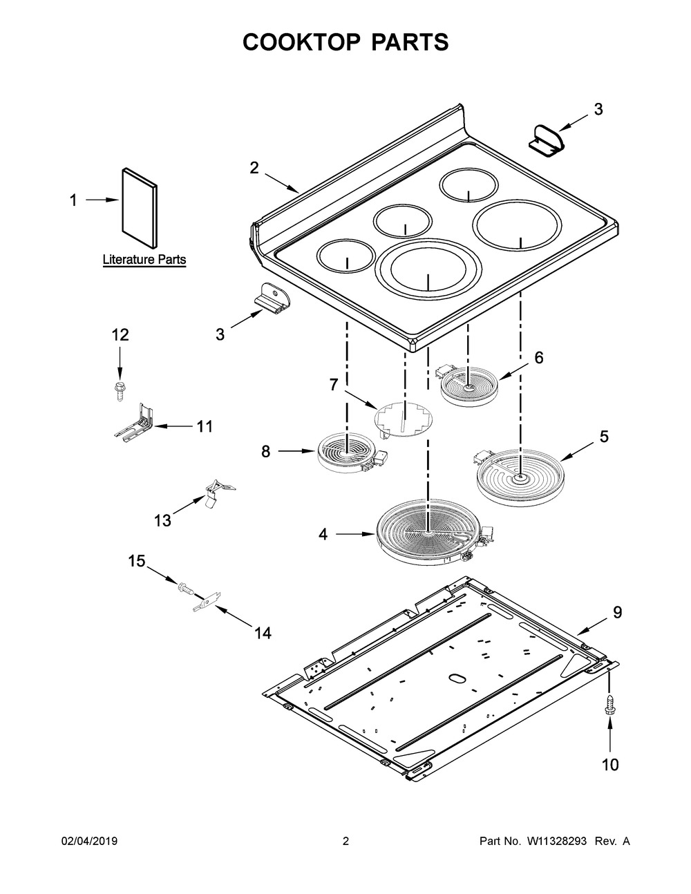 Cooktop Parts Diagram and Parts List for YKFEG500ESS3  Whirlpool Range