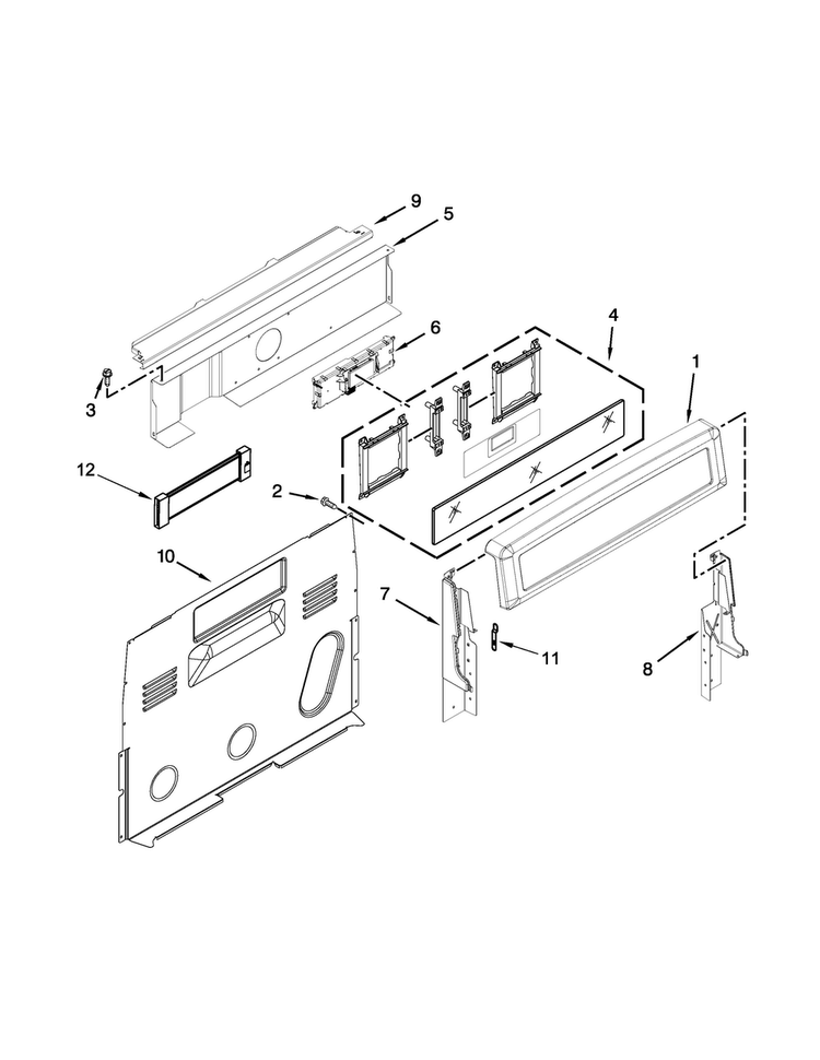 Control Panel Parts Diagram and Parts List for KIRS608BSS1  KitchenAid Range