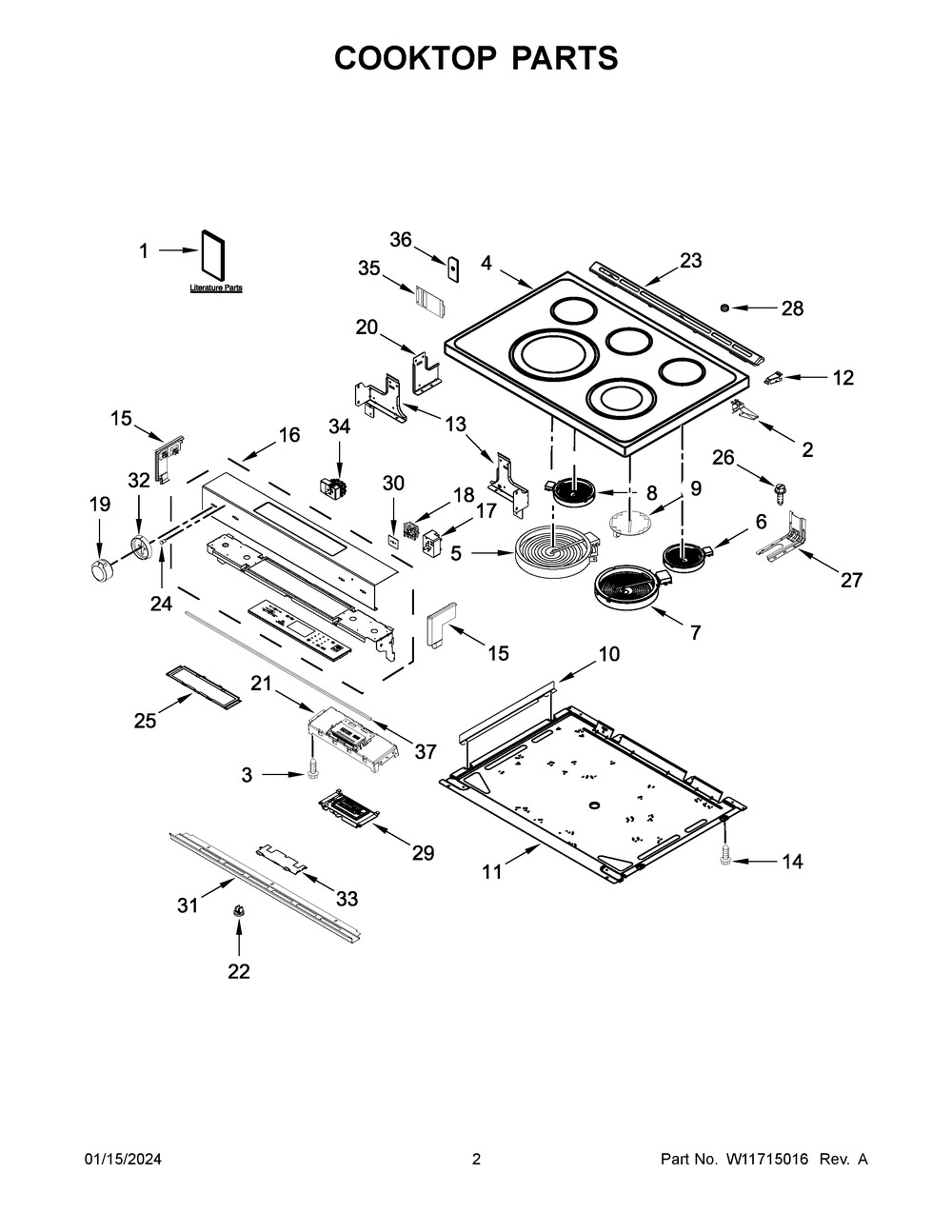 Cooktop Parts Diagram and Parts List for YKSEG700EBS7  KitchenAid Range