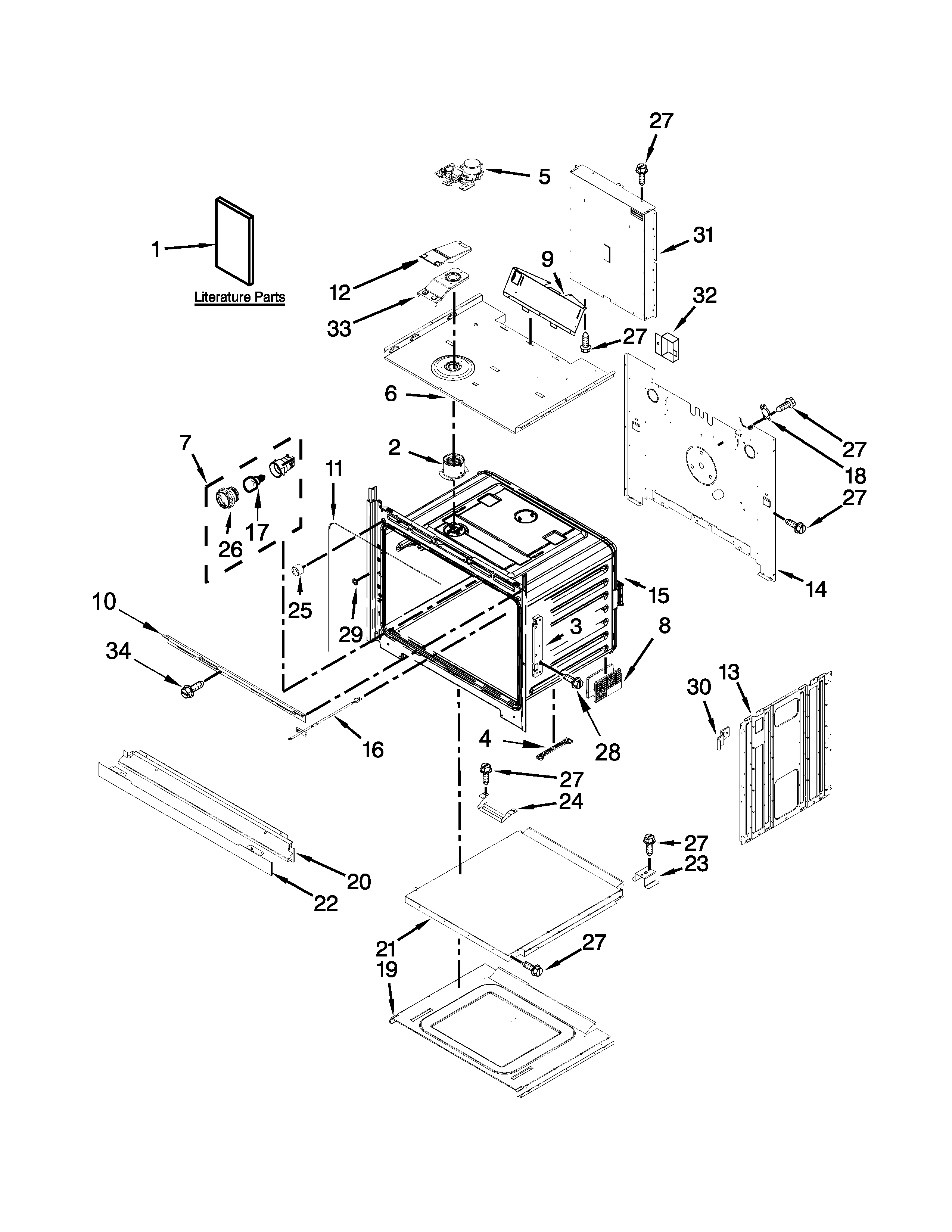 Oven Parts Diagram and Parts List for IBS350DS01  Whirlpool Wall Oven