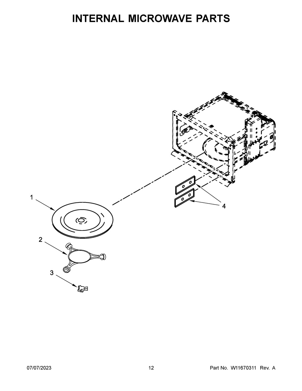 Internal Microwave Parts Diagram and Parts List for WOEC7030PV00  Whirlpool Microwave Oven Combo