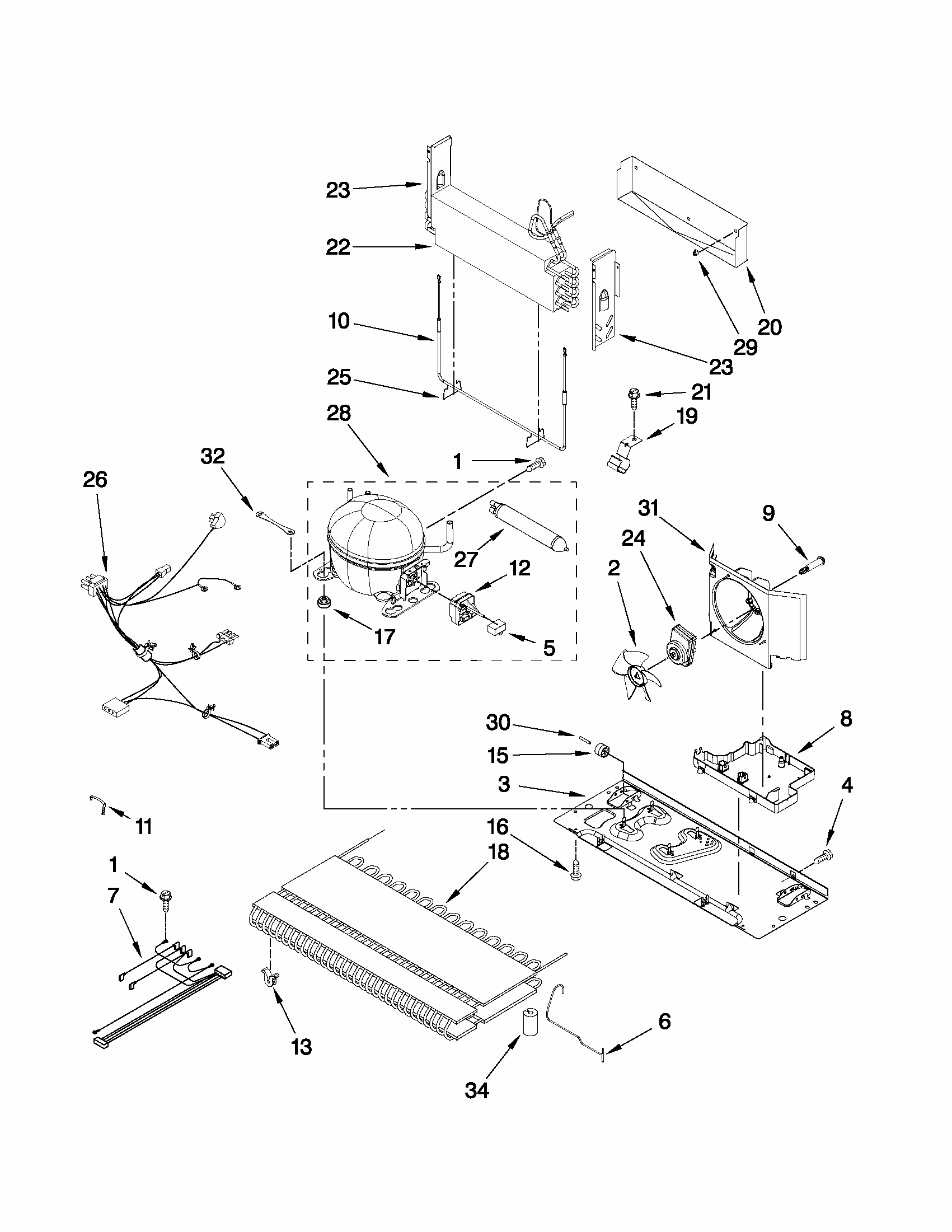 Unit Parts Diagram and Parts List for 59679529015  Kenmore Refrigerator