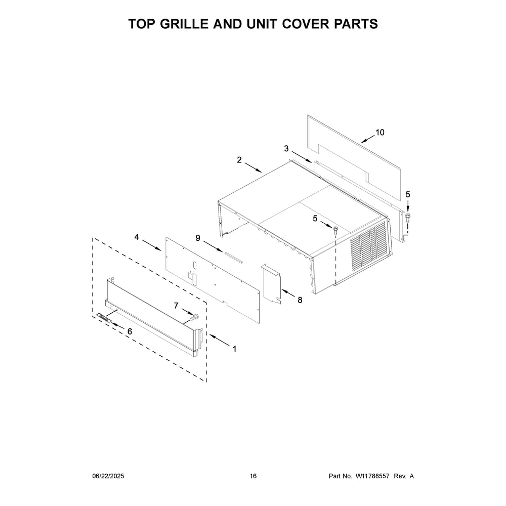 Top Grille And Unit Cover Parts Diagram and Parts List for KBBL306ESS06  KitchenAid Refrigerator