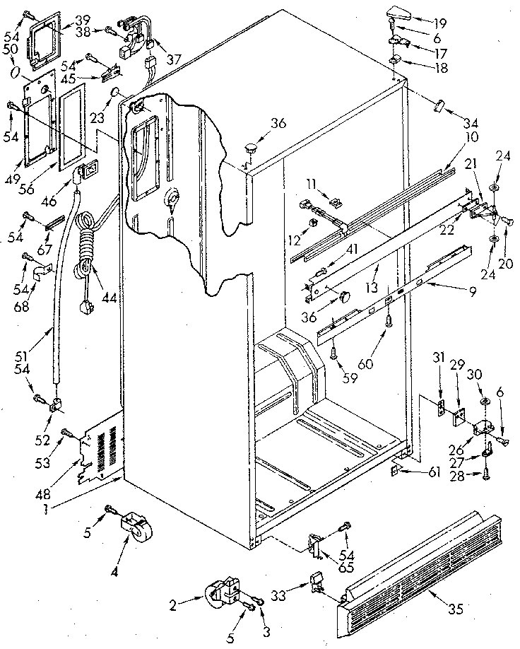 Cabinet Diagram and Parts List for ET20AKXSF07  Whirlpool Refrigerator