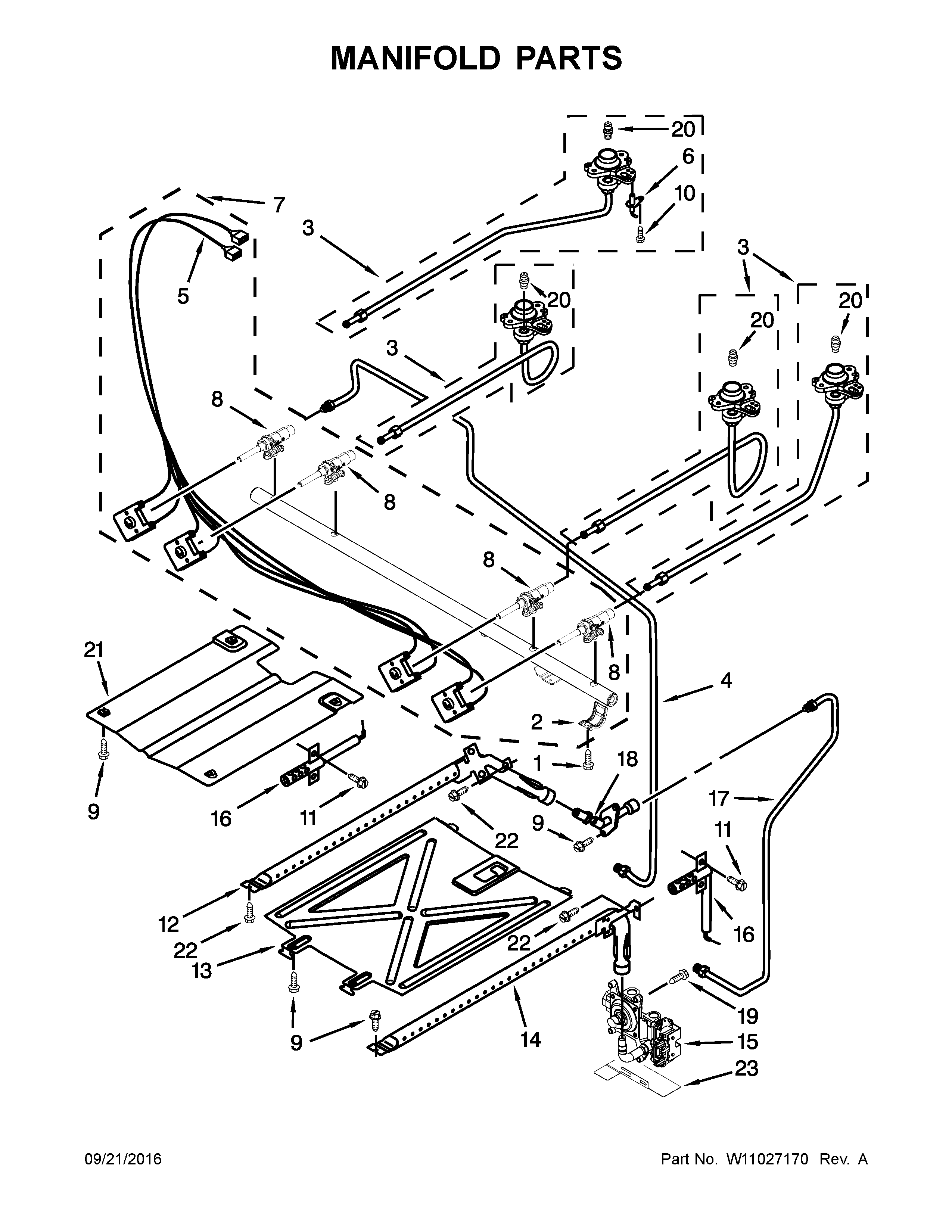 Manifold Parts Diagram and Parts List for IGS426AS1  Whirlpool Range