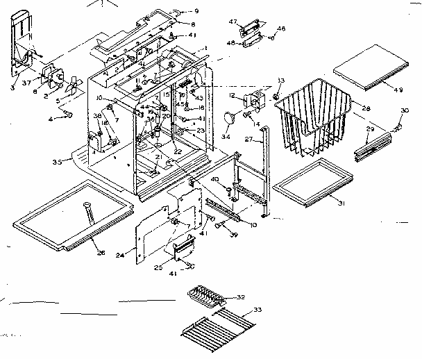 Freezer Section Parts Diagram and Parts List for 106R16GBC1  Kenmore Refrigerator