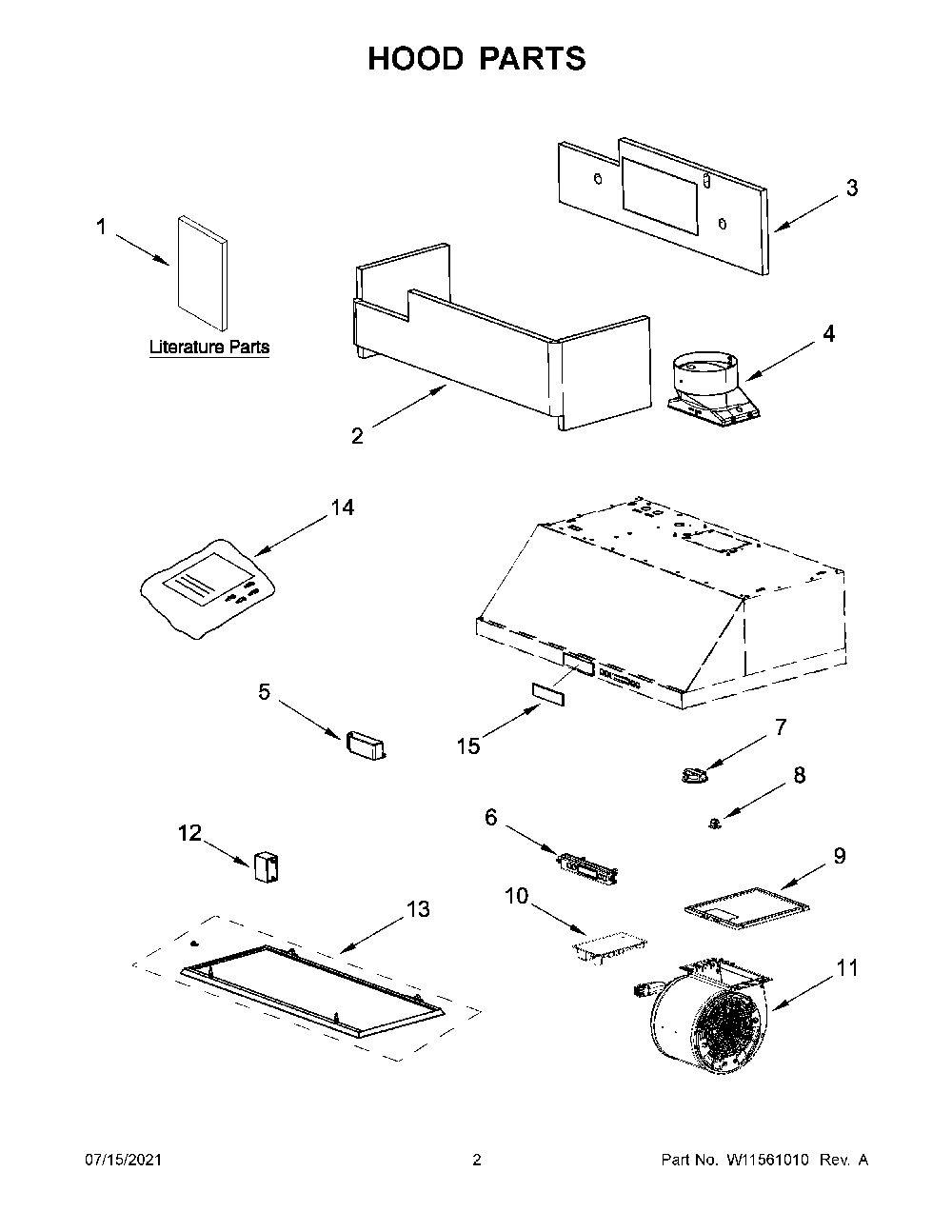 Hood Parts Diagram and Parts List for KVUB606DSS4  KitchenAid Range Hood