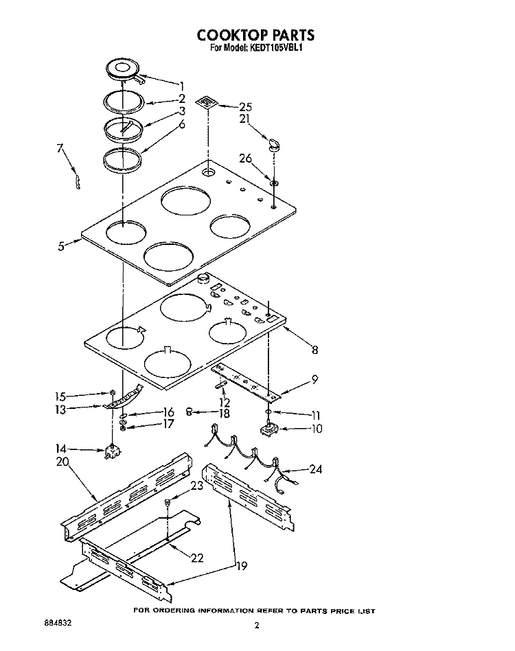 COOKTOP Diagram and Parts List for KEDT105VAL1  KitchenAid Range