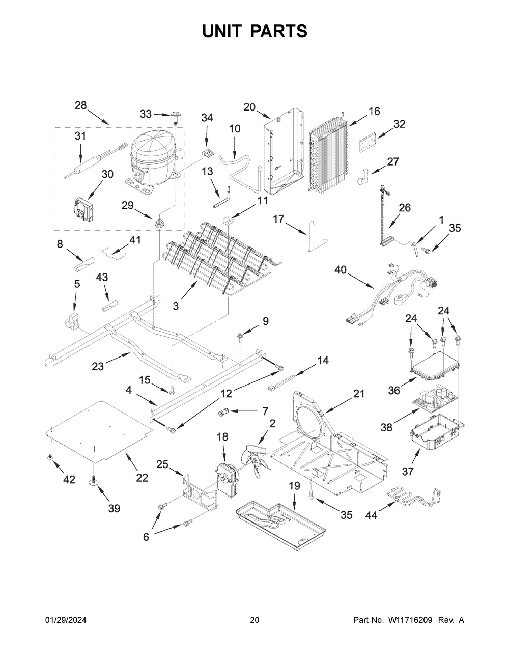 Unit Parts Diagram and Parts List for WRS335SDHB07  Whirlpool Refrigerator