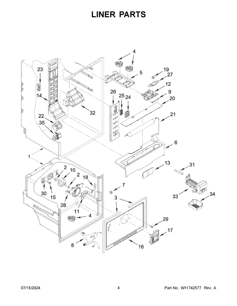 03 - Liner Parts Diagram and Parts List for WRF560SEHZ05  Whirlpool Refrigerator