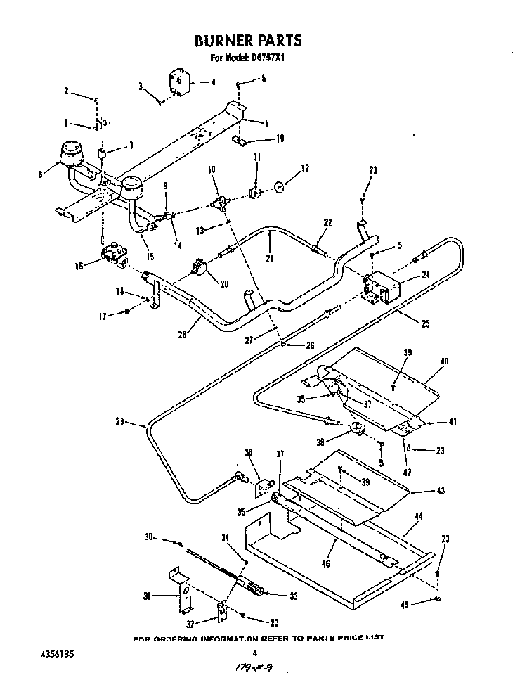 Burner Diagram and Parts List for D6757*1  Roper Range