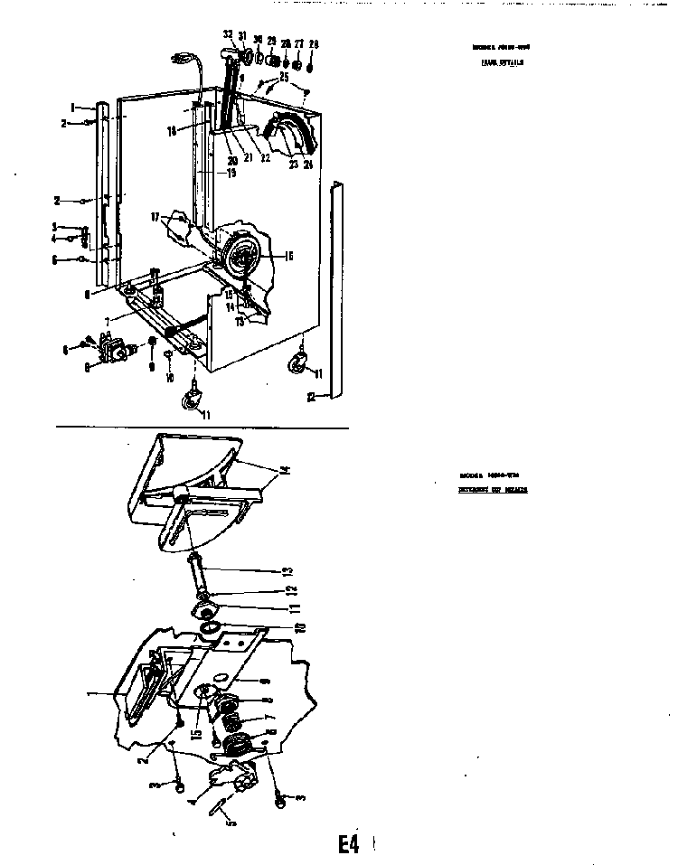 Frame Details Model 8596-w30 Diagram and Parts List for 8586H30  Roper Dishwasher