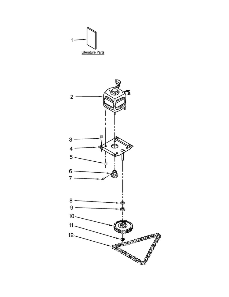 Motor And Drive Parts Diagram and Parts List for KUCS03FTBL3  KitchenAid Trash Compactor