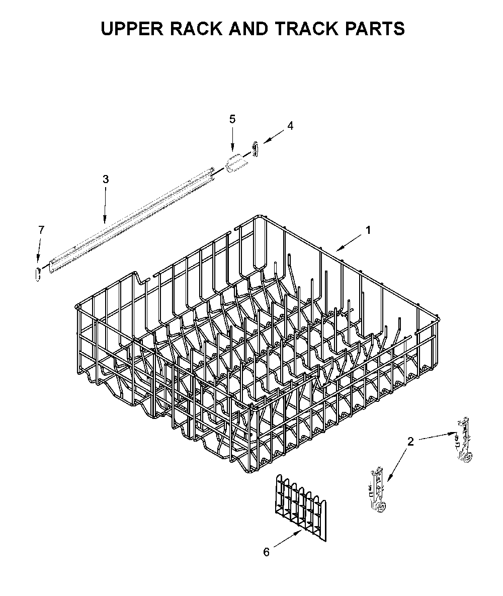 Upper rack and track parts Diagram and Parts List for WDF330PAHS5  Whirlpool Dishwasher