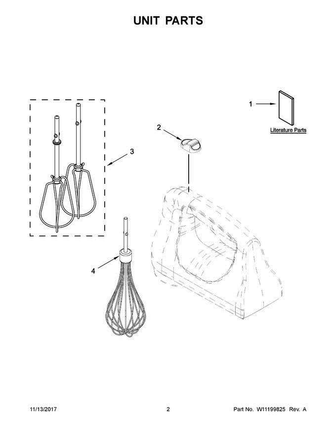 02 - Unit Parts Diagram and Parts List for KHM517QCB0  KitchenAid Mixer