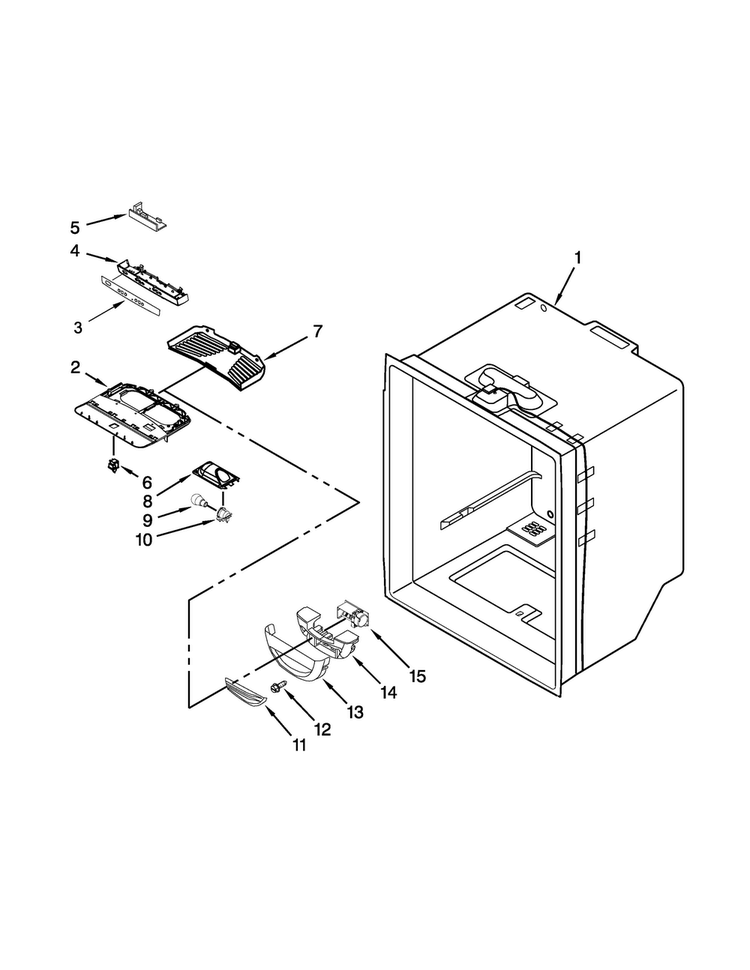 Refrigerator Liner Parts Diagram and Parts List for KRBX102EWH00  KitchenAid Refrigerator