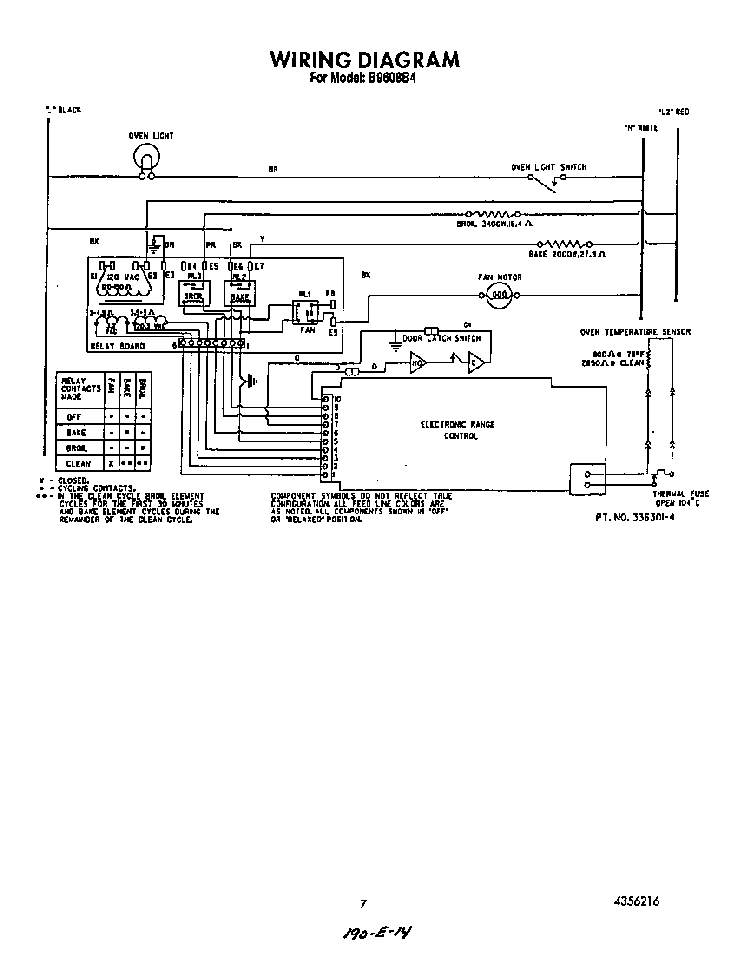 Wiring Diagram Diagram and Parts List for B9608*4  Roper Range