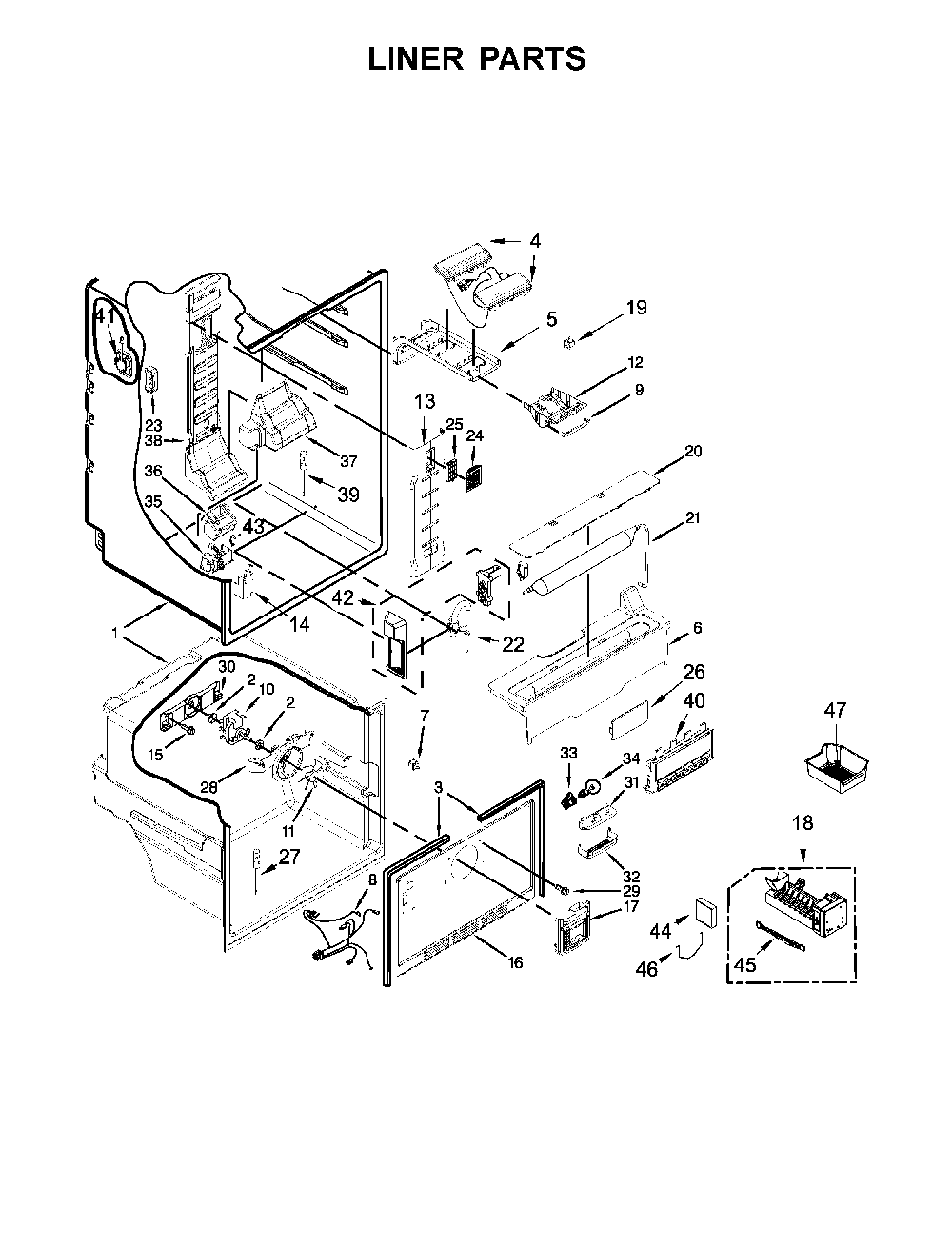 Liner parts Diagram and Parts List for 10679472411  Kenmore Refrigerator