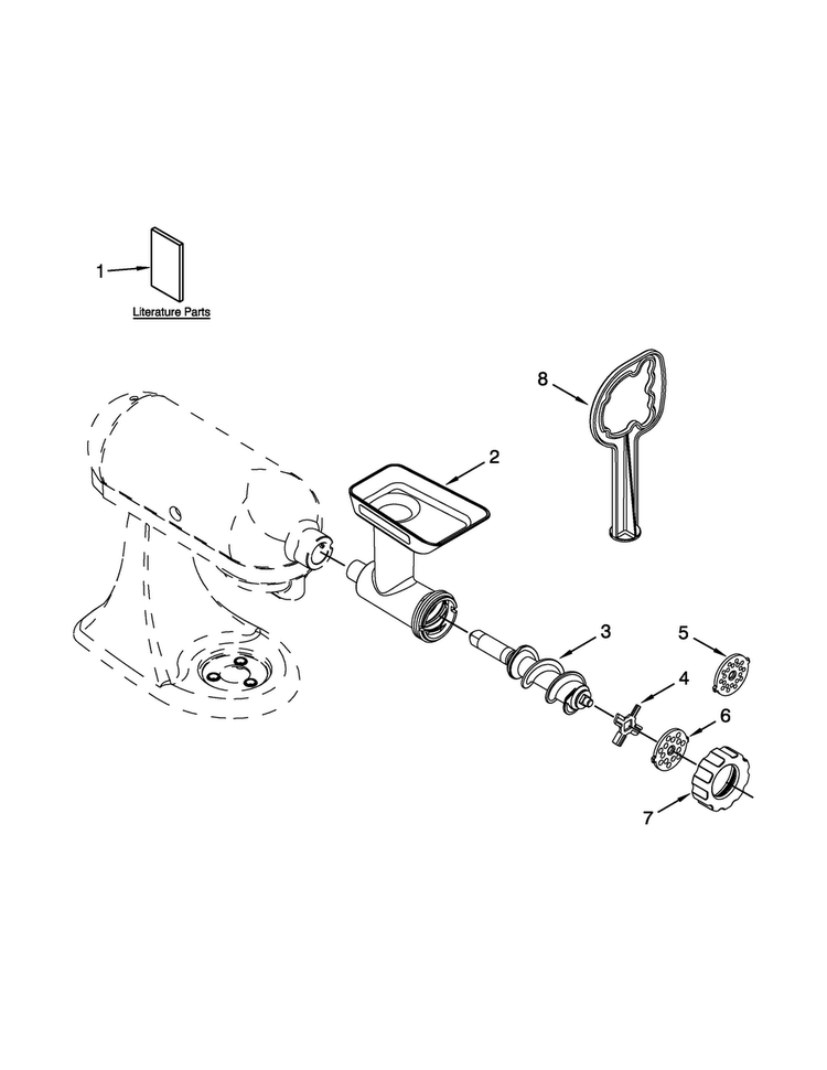 Attachment Parts Diagram and Parts List for FGA1  KitchenAid Mixer
