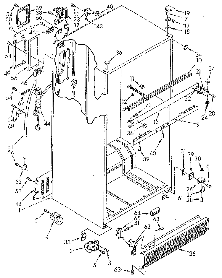 Cabinet Diagram and Parts List for ET20AKXSN03  Whirlpool Refrigerator