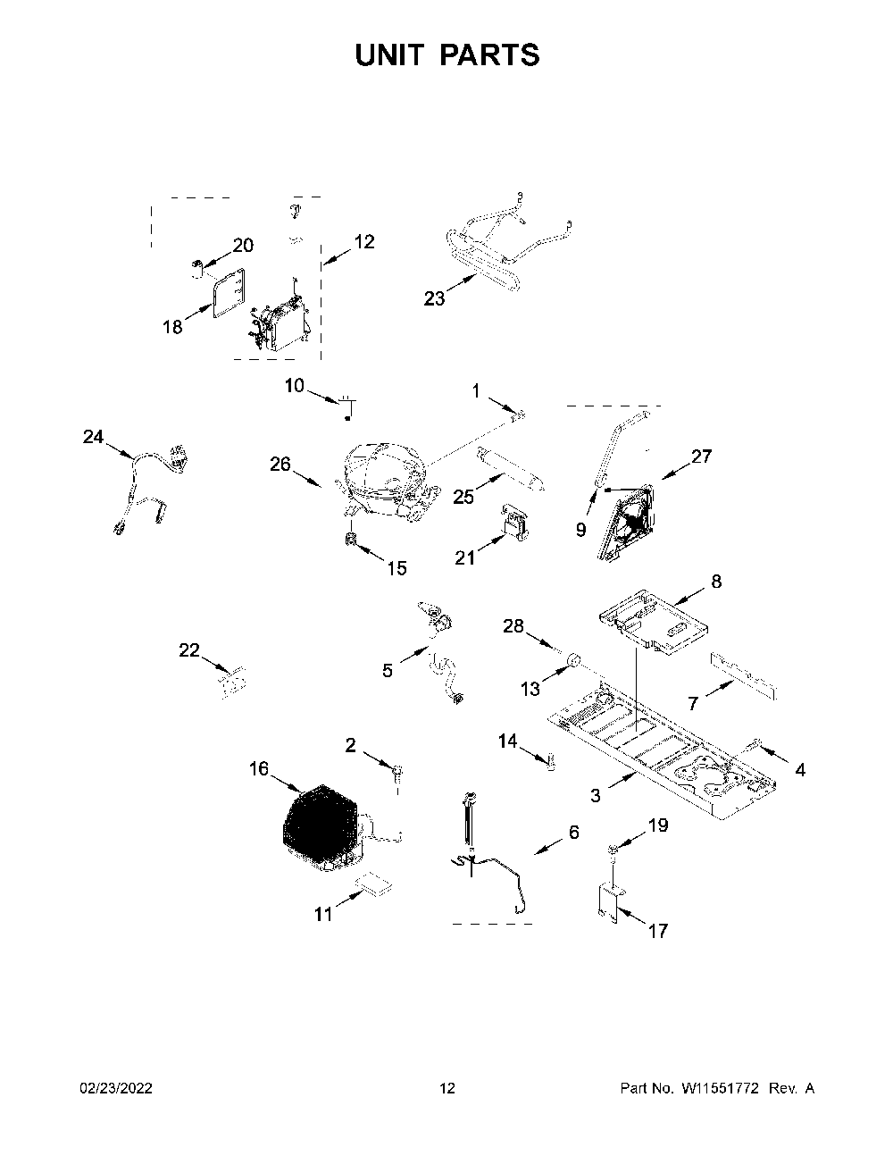 Unit Parts Diagram and Parts List for KRFC704FPS05  KitchenAid Refrigerator