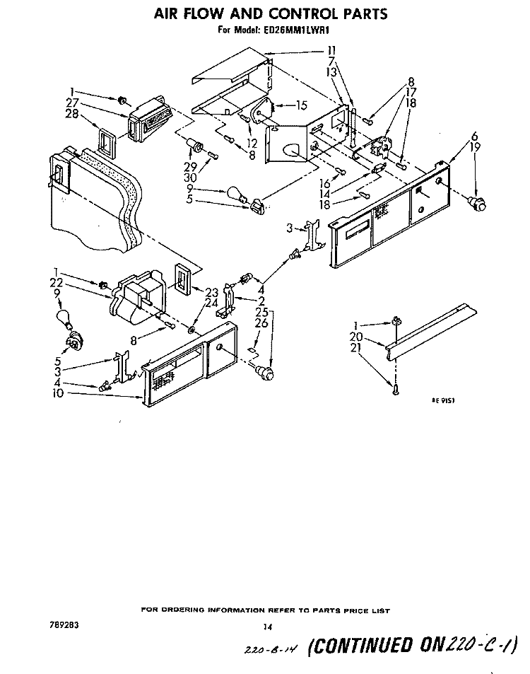 AIRFLOW AND CONTROL Diagram and Parts List for ED26MM1LWR1  Whirlpool Refrigerator