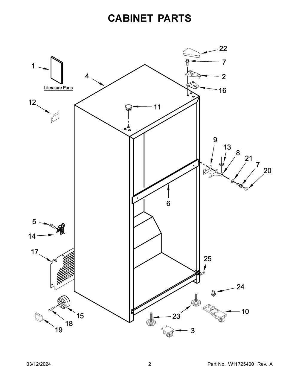Cabinet Parts Diagram and Parts List for WRT318FZDB11  Whirlpool Refrigerator