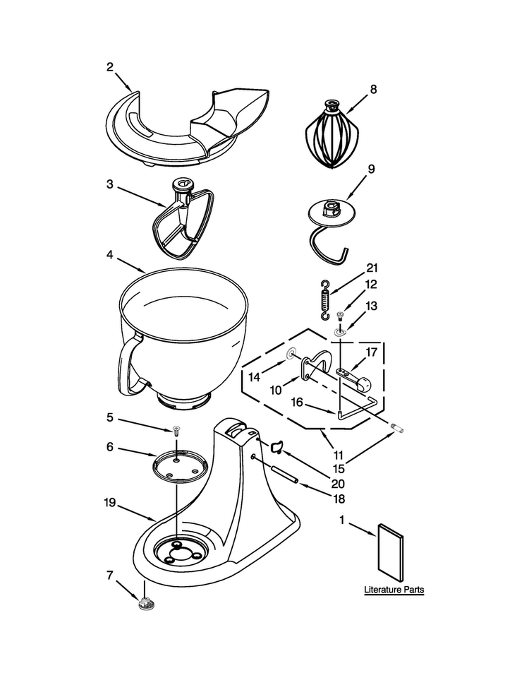 Base And Pedestal Unit Diagram and Parts List for 5KSM150PSDRI0  KitchenAid Mixer