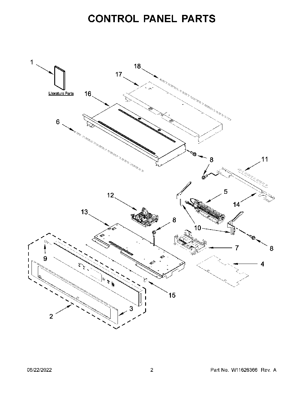 Control Panel Parts Diagram and Parts List for KOSE900HBS20  KitchenAid Wall Oven
