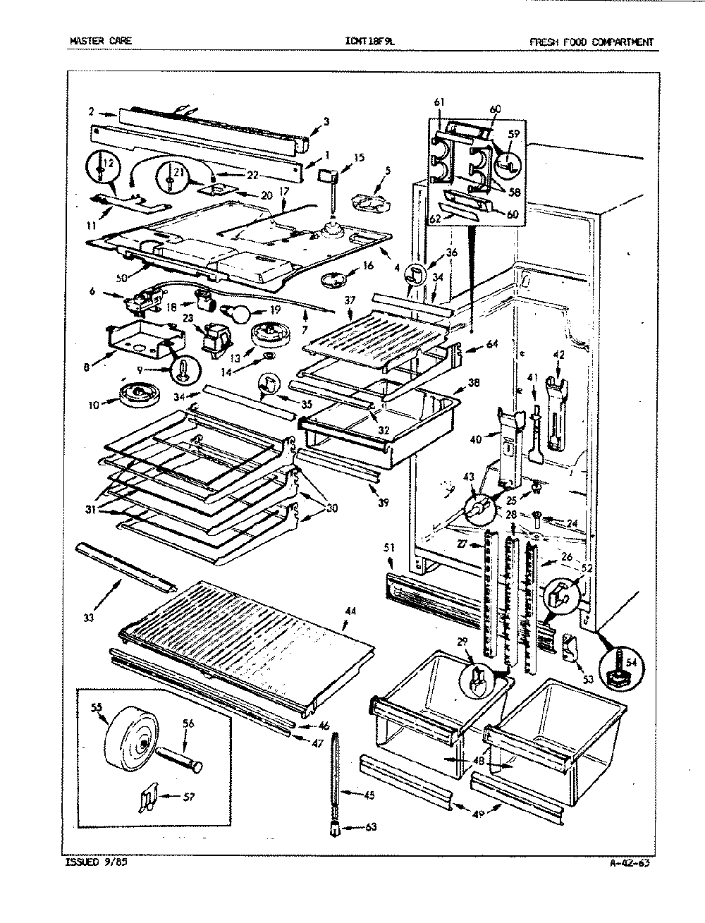 03 - Fresh Food Compartment Diagram and Parts List for ICNT18F9LA  Whirlpool Refrigerator